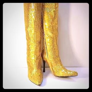 New: Anne Michelle gold sequin boots 5 1/2